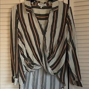 BCBGeneration Multicolor colored faux wrap Striped Blouse (M)
